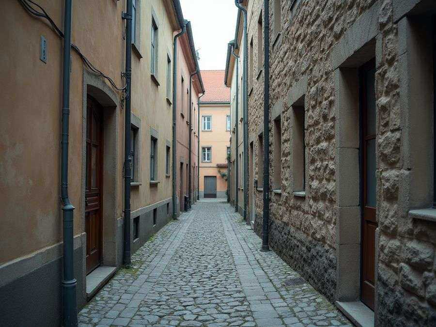 Hiljainen Tallinnan vanhankaupungin katu kalkkikiviseinineen